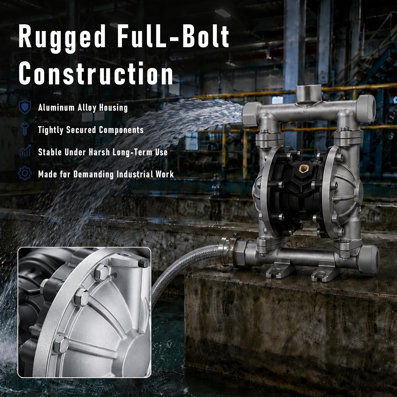 13.21GPM  Air Operated Double Diaphragm Pump