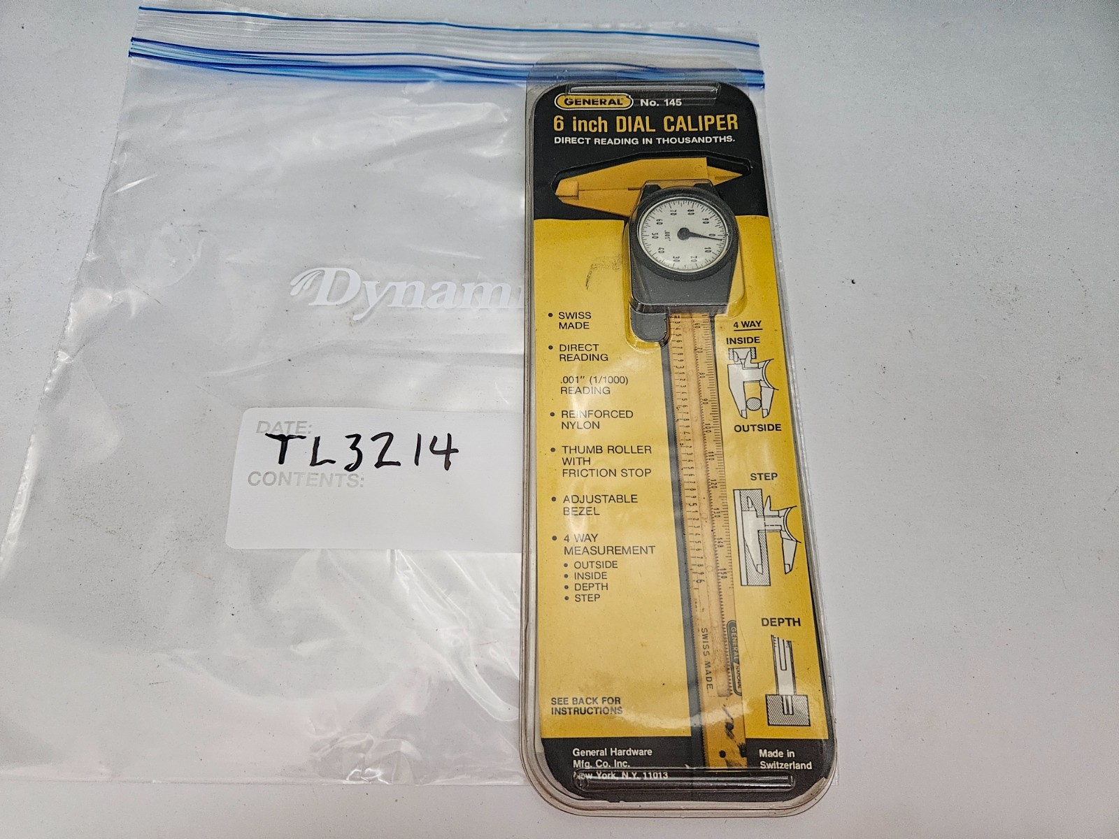 GENERAL #145 6″ DIAL CALIPER .001″ MADE IN SWITZERLAND (TL3214)