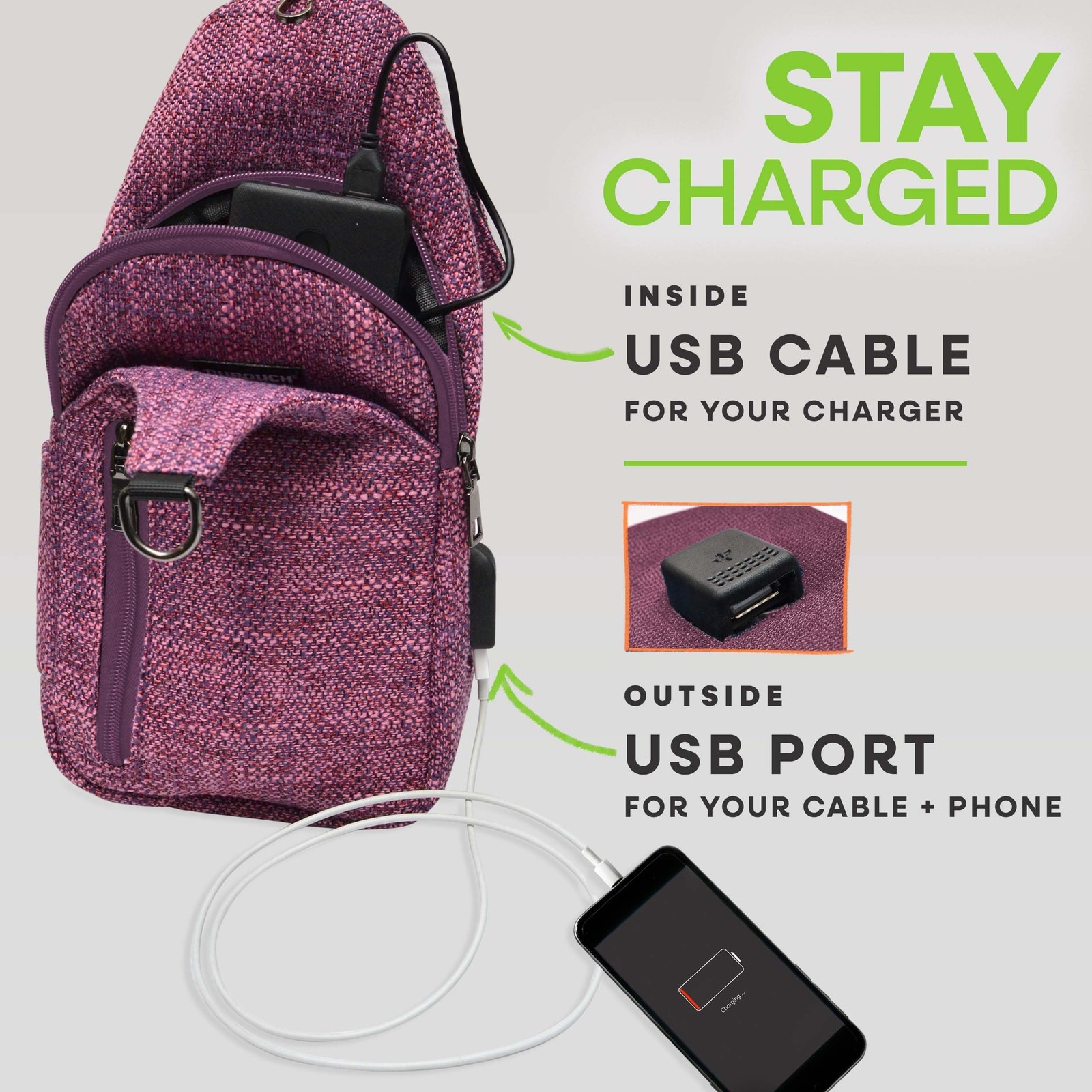 Nupouch Sonoma Antitheft Crossbody Bag with Pickpocket Protection & USB Charg…