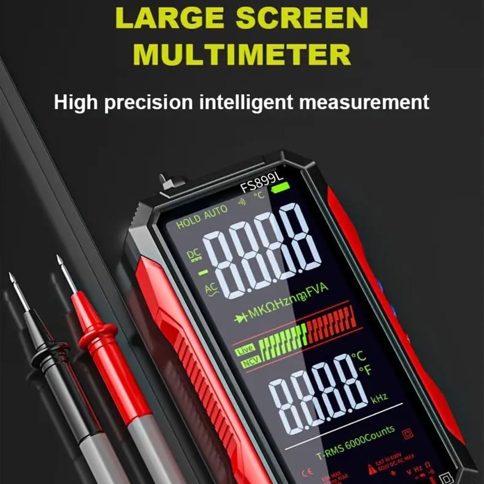 Digital Multimeter FS899L Upgraded – USB Rechargeable(FS899L+Bag) | 6000 Counts