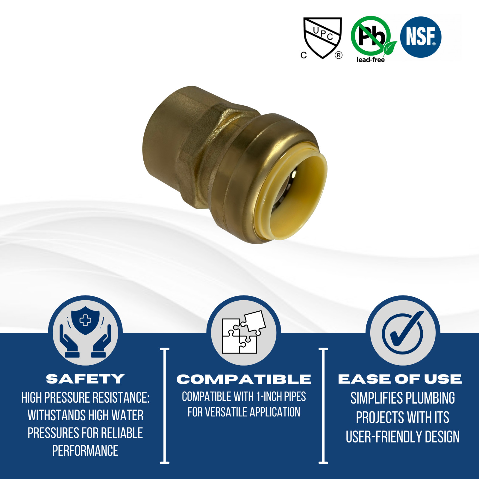 10 PIECES 1″ PUSH FIT X 1″ FNPT FEMALE THREADED ADAPTER