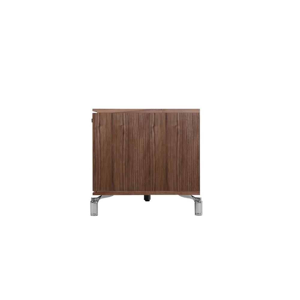 Pangea Home Vida Small Wood Veneer/Glass & Polished Steel Media Unit in Walnut