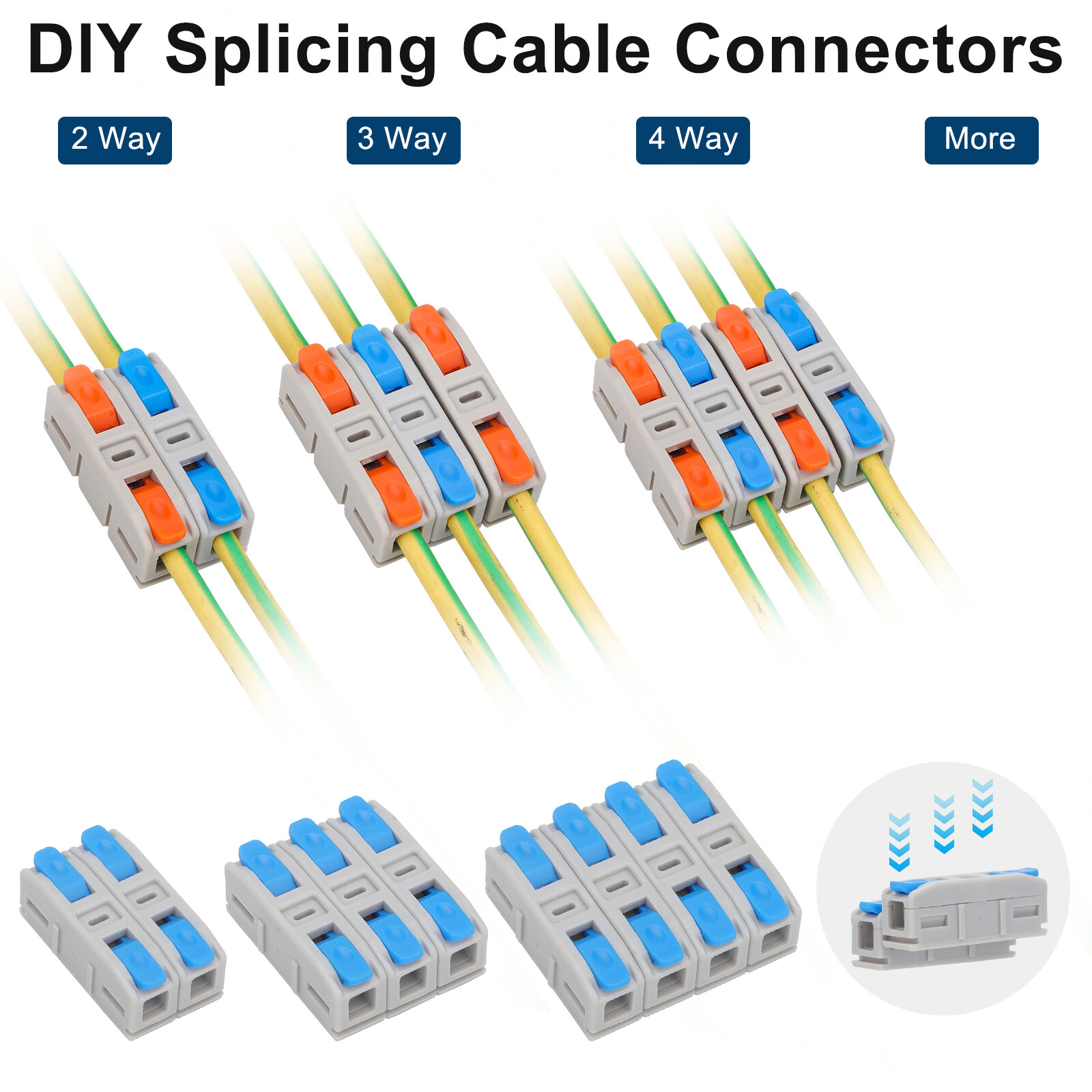 100pcs Conductor Compact Connectors Lever Wire Nuts Inline Electrical Connectors