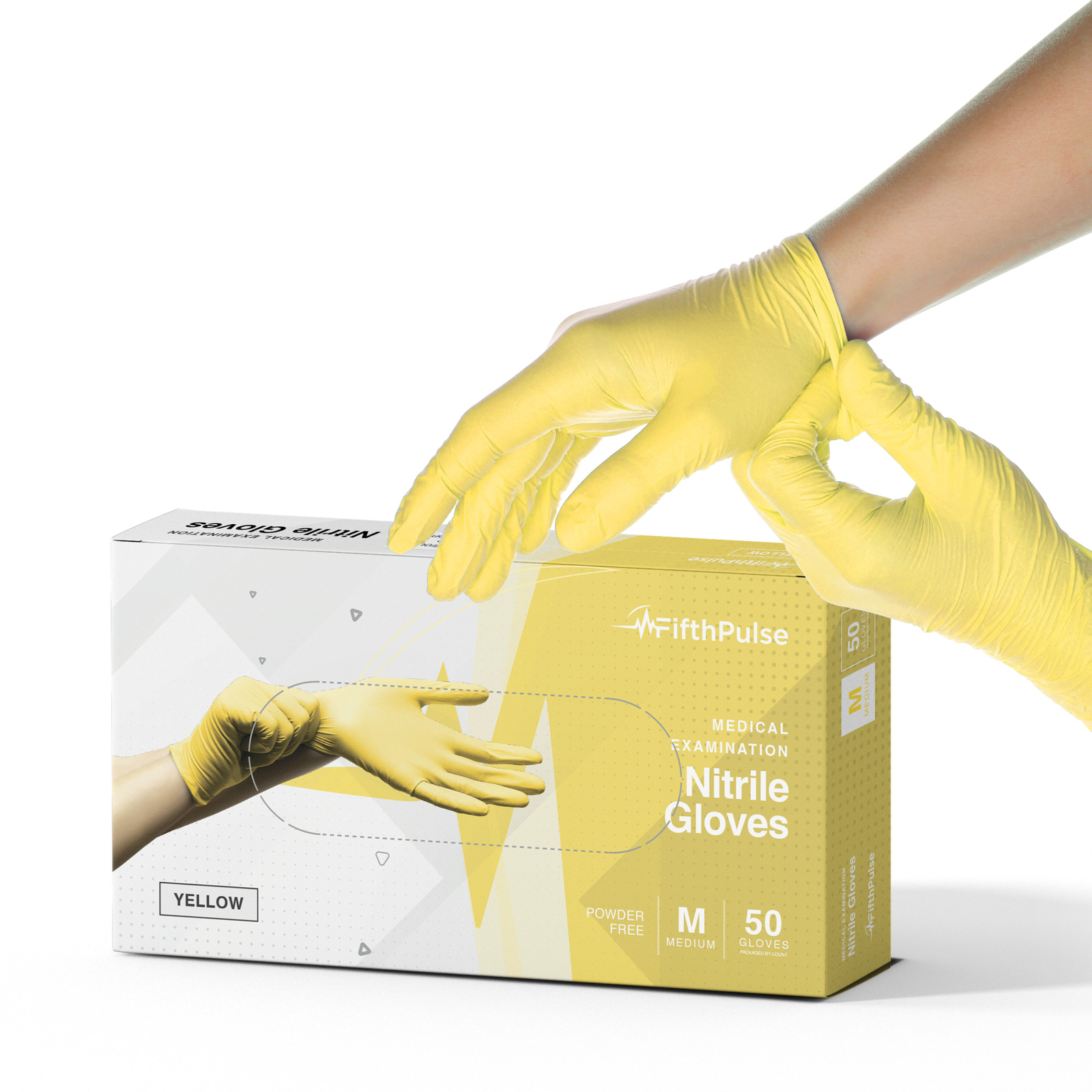 Fifth Pulse Nitrile Exam Latex Free & Powder Free Gloves – Yellow
