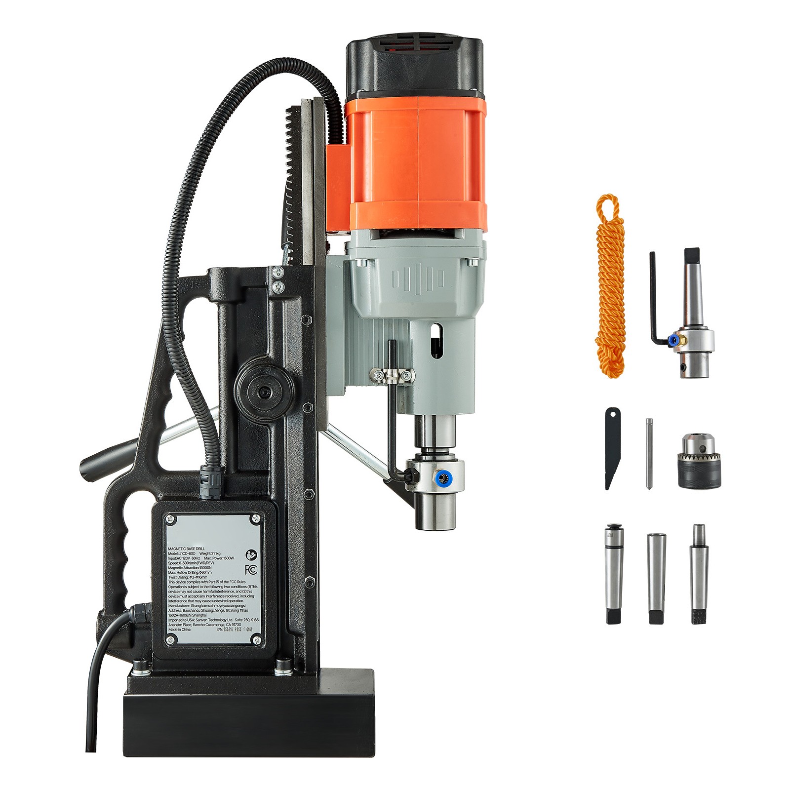 Magnetic Drill Press Mag Drill Press 1550 W 2.4 in Boring Dia 0-600 RPM