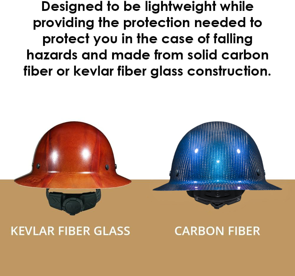 AFP Fiber Full Brim Hard Hat & 6 Point Ratchet Suspension Includes FREE WOLF Cap