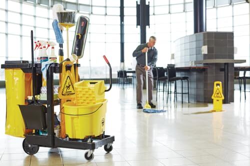 WaveBrake 35 Qt Yellow Mop Bucket with Integrated Wringer and Pour Spout