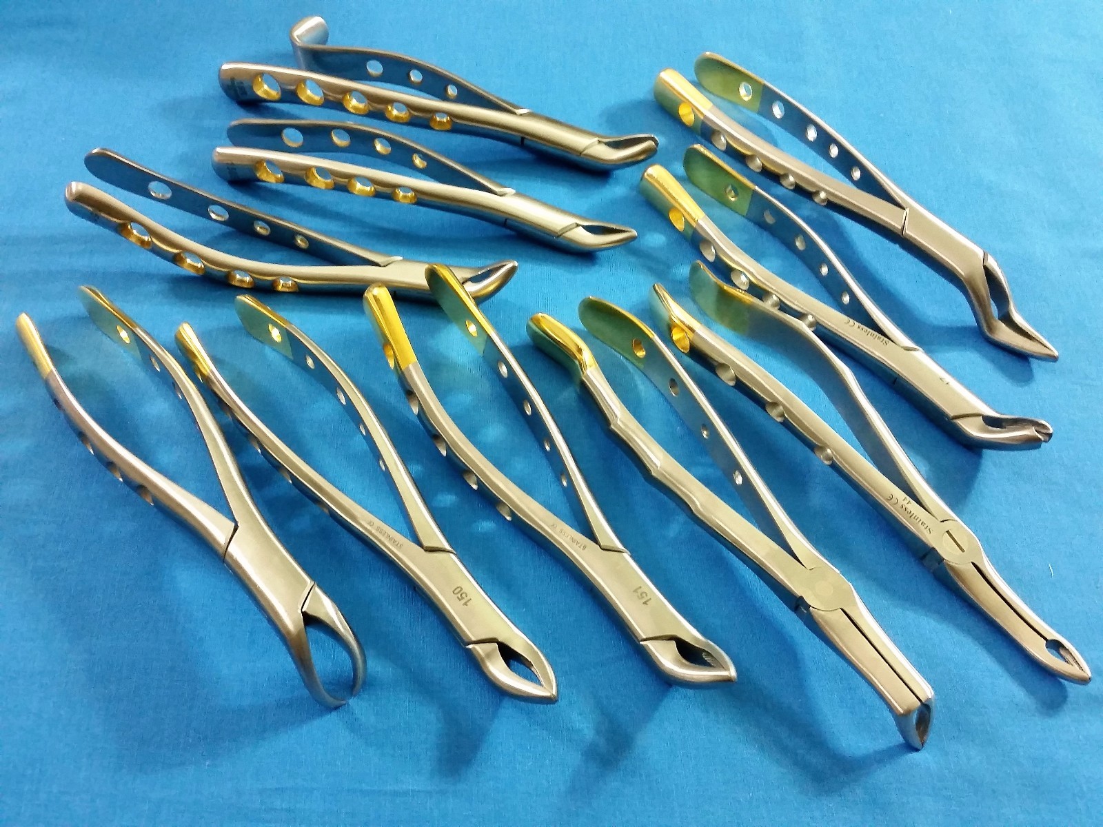 SET OF 10 SPECIAL PATTERN DENTAL SURGERY EXTRACTING EXTRACTION FORCEP INSTRUMENT