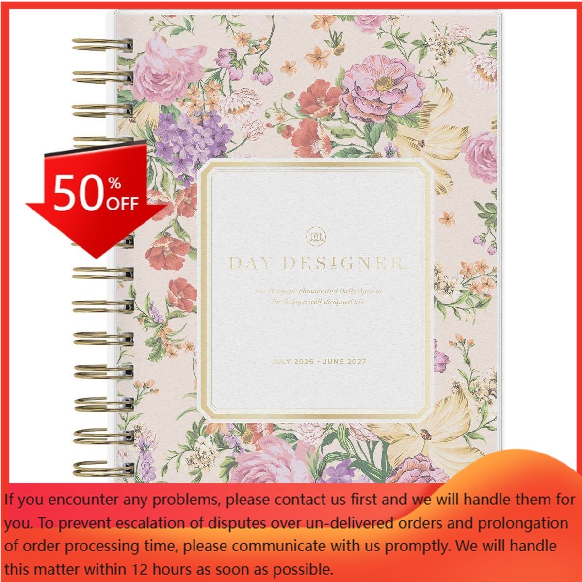 Day Designer 5″x8″ 2026-2027 Planner Fiona Blush Daily/Monthly Safety Wirebound