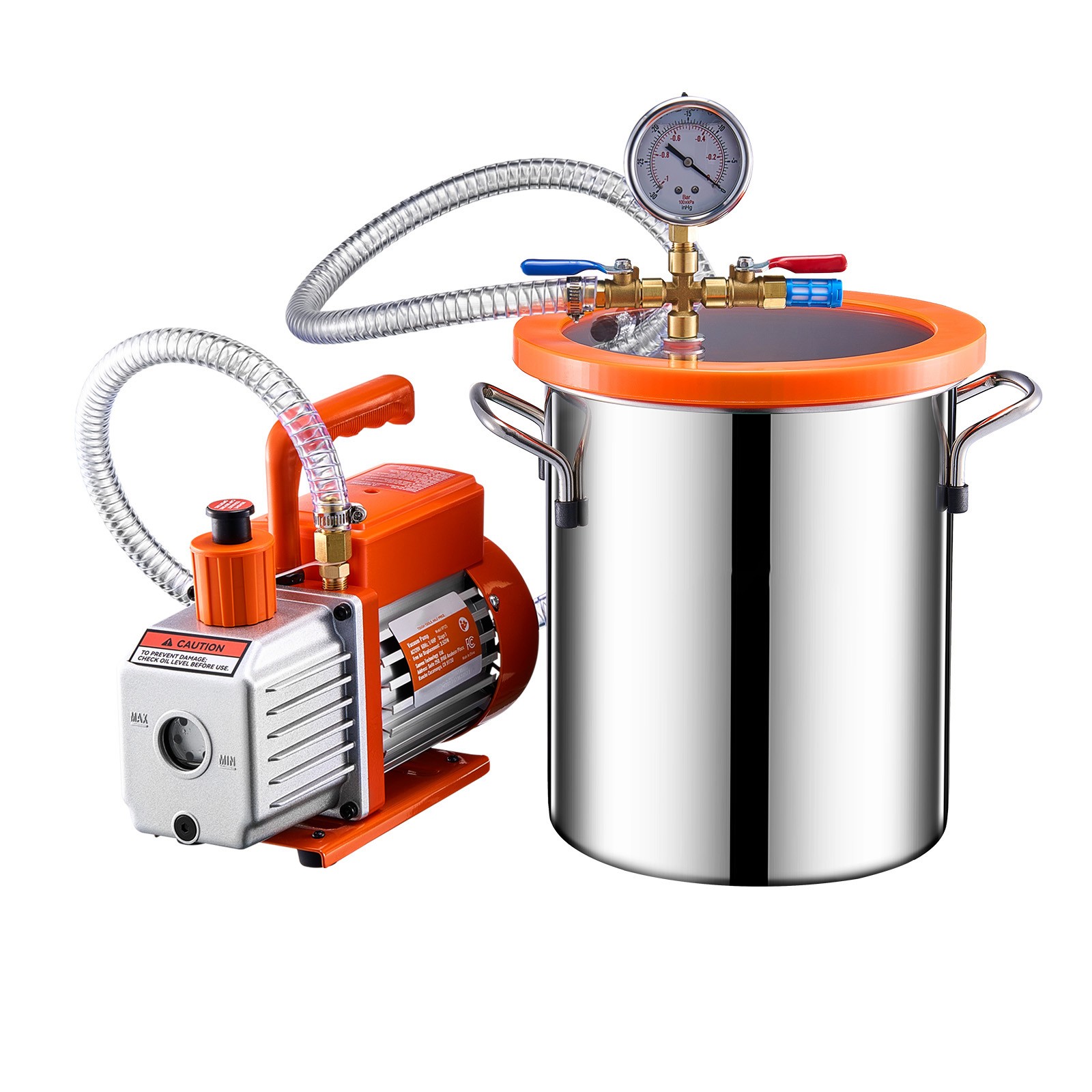 Uimoso 1.5 Gallon Vacuum Chamber 3.5CFM Single Stage Pump Degassing Chamber Kit
