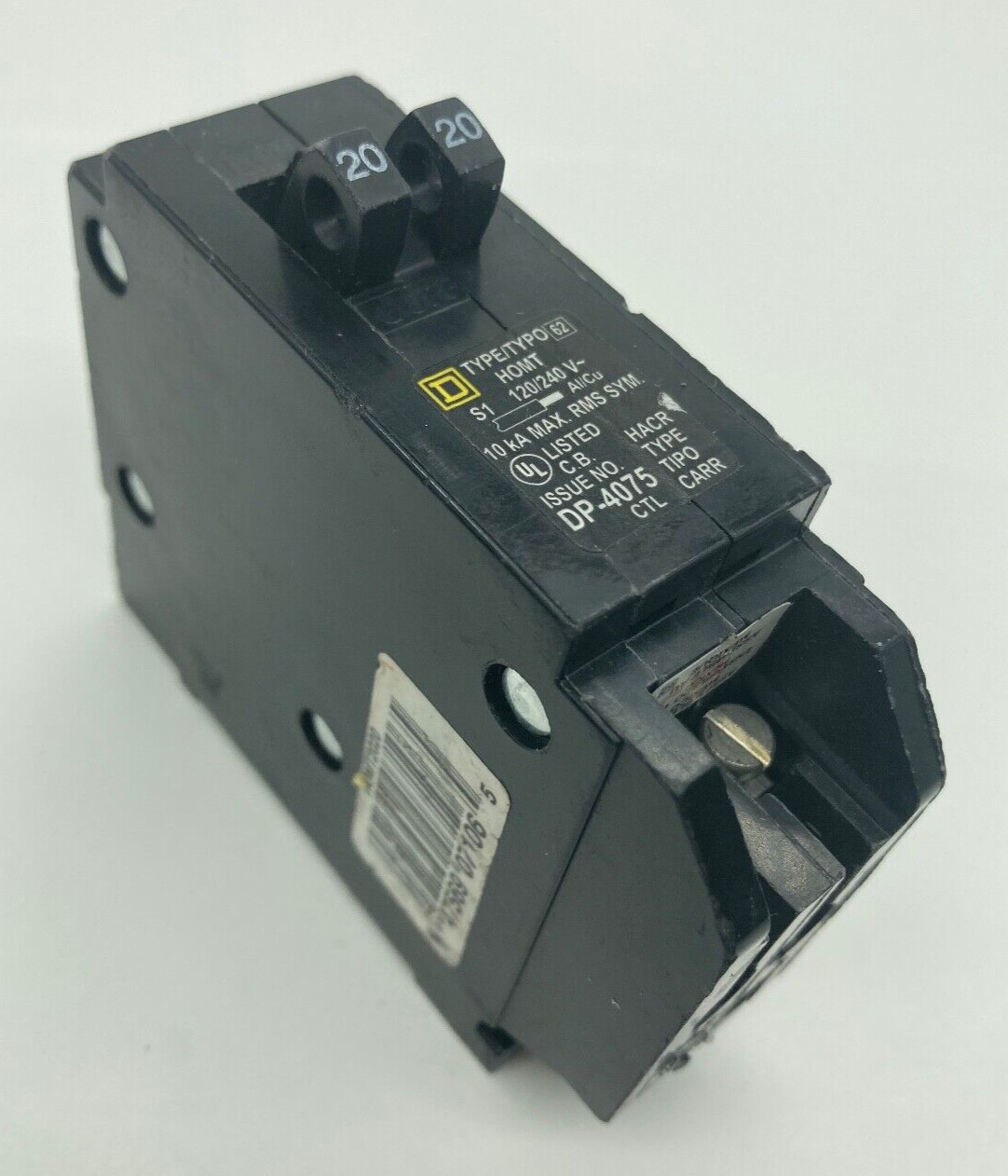 HOMLINE HOMT2020 Two 1 Pole 20 Amp 120V HOMT Tandem Plug In Twin Circuit Breaker