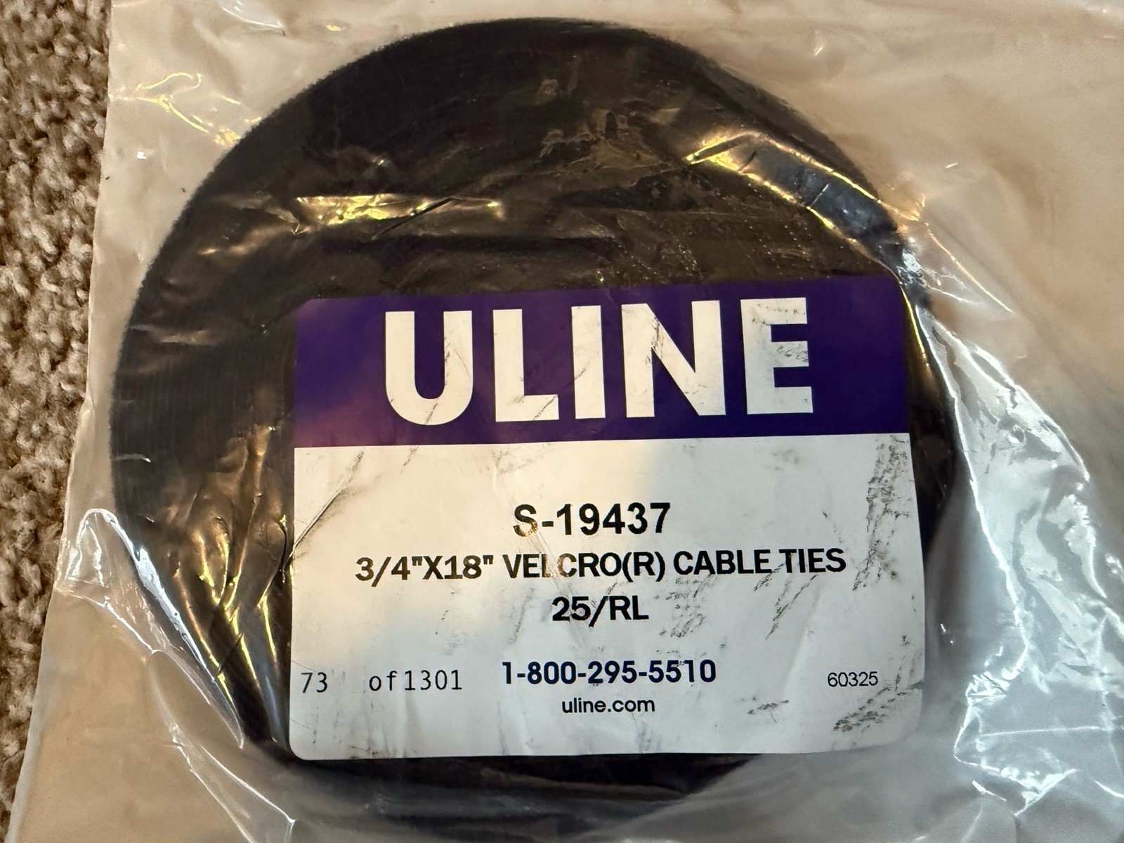 Velcro Brand One-Wrap Strap 3/4″ x 18″ Hook & Loop Cable Ties Black 25 Roll NEW