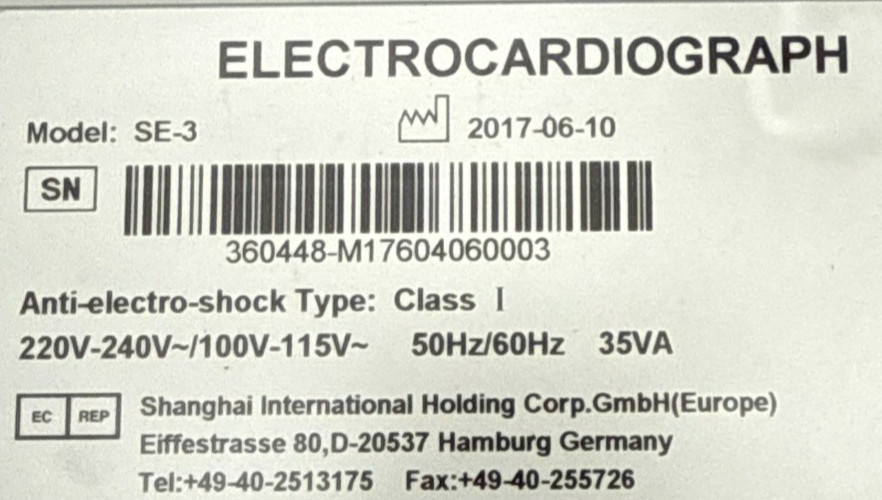 New Edan SE-3 Compact Portable Electrocardiograph ECG/EKG Machine 3Ch 12 Lead