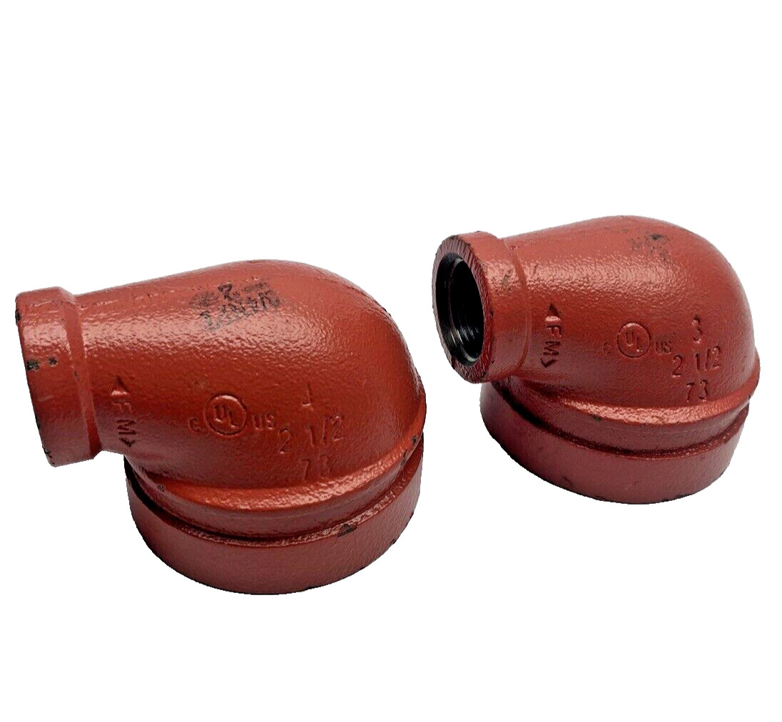 Victaulic Style 67 Reducing Elbow 2-1/2″ Grooved x 1″ NPT Thread Pipe Fitting