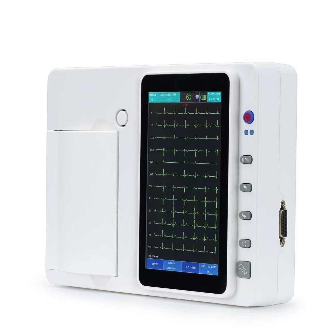 7″ Touch Screen 12-Lead 3-Channel ECG EKG Machine Portable