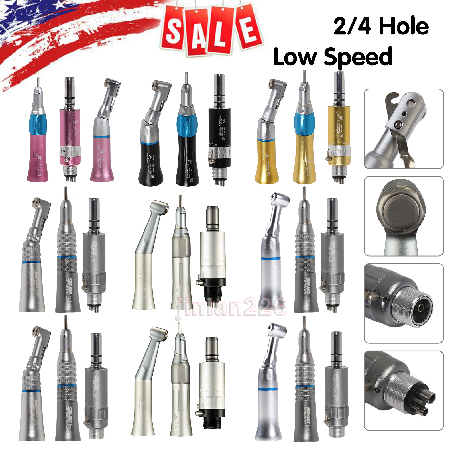 Dental low slow speed straight handpiece/ contra angle/ air motor 2/4 NSK E-type