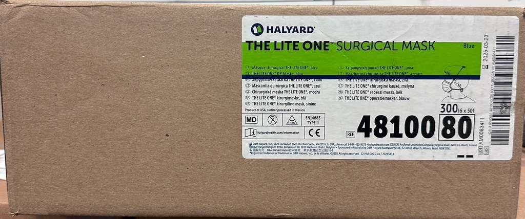 Halyard The Lite One Surgical Face | 50 Count | Mask Blue | 48100