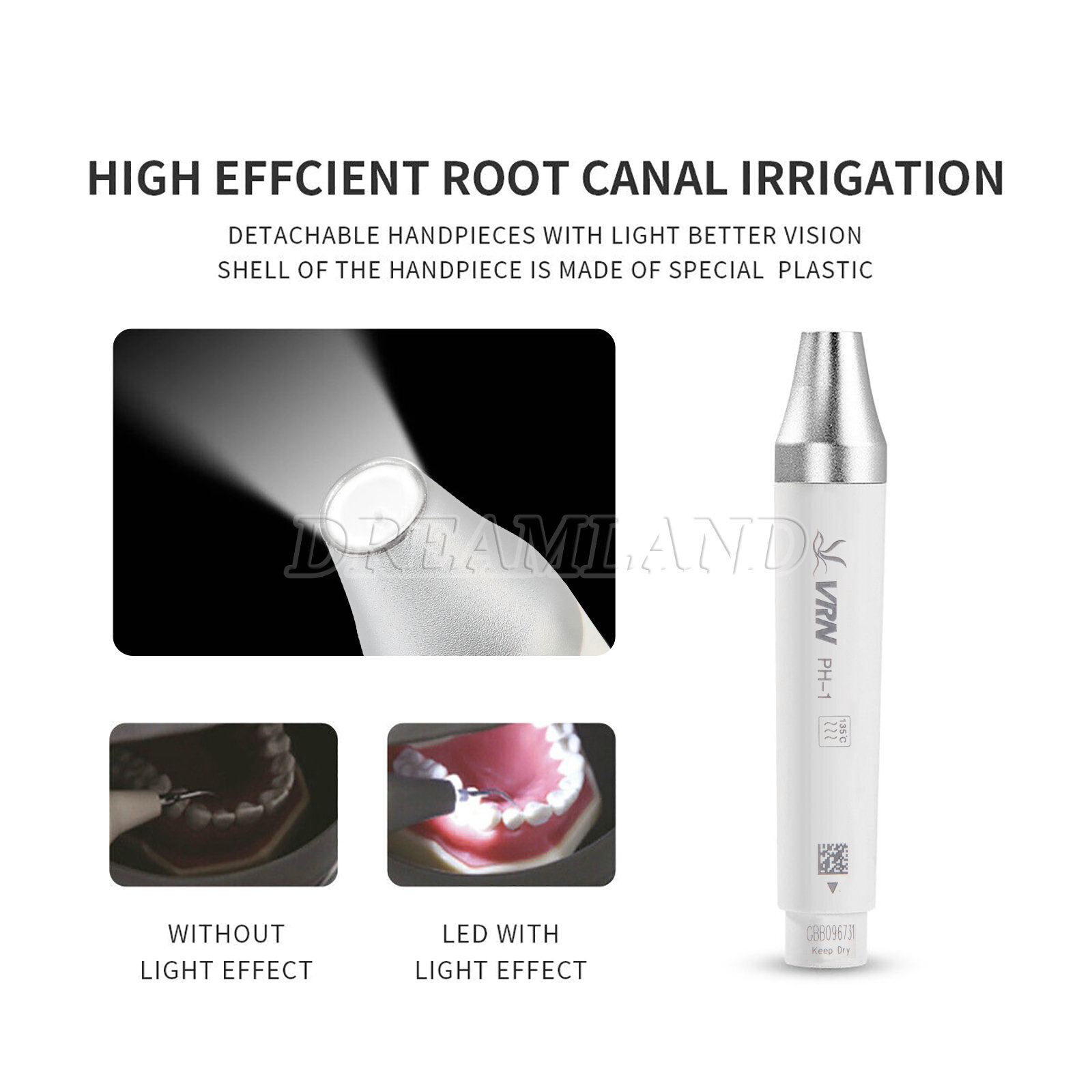 VRN Dental Portable Ultrasonic Piezo Scaler A8 LED /Air Scaler Handpiece 2/4Hole