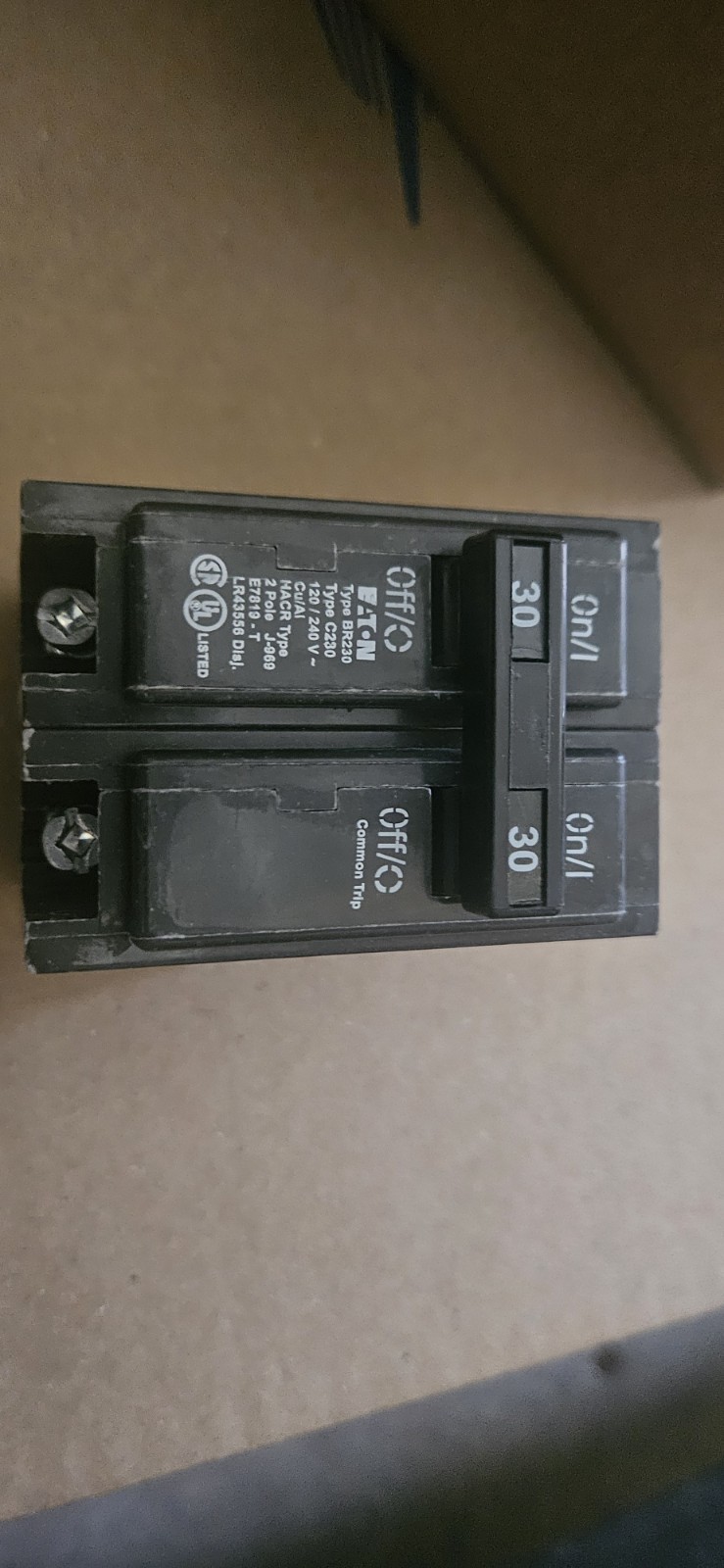 Eaton BR230 Circuit Breaker 30A Double Pole Common Trip Plug-In