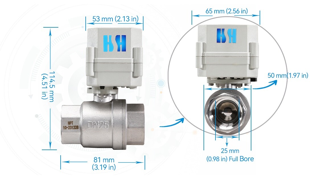 1″ 110V 120V-220VAC Stainless Steel Motorized Electric Ball Valve N/Open US Plug
