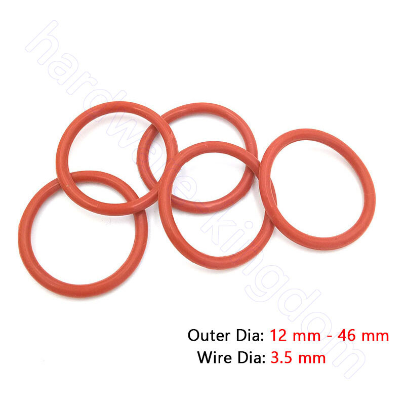 3.5 mm Silicone O-Ring Food Grade Rubber Seal Washer OD 12 mm – 46 mm Red O Ring