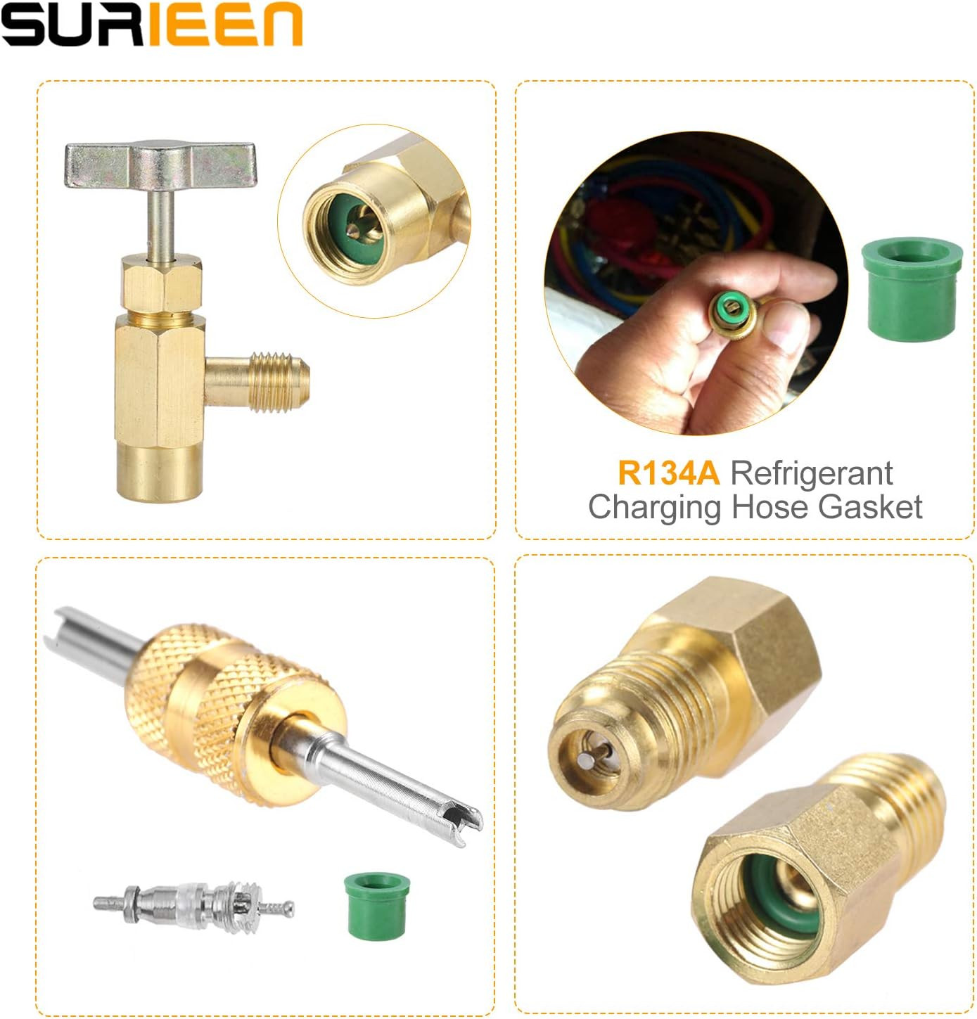 Automotive R134A Puncture Style Can Tap Valve & Tank Adapters AC Charging