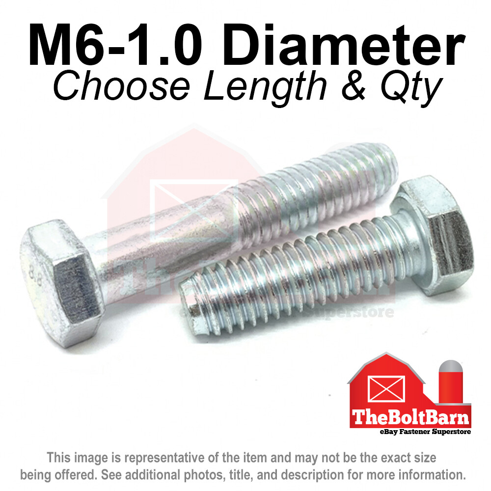 M6-1.0 Class 8.8 Hex Cap Screws Bolts COARSE Thread USS Zinc (Pick Length & Qty)