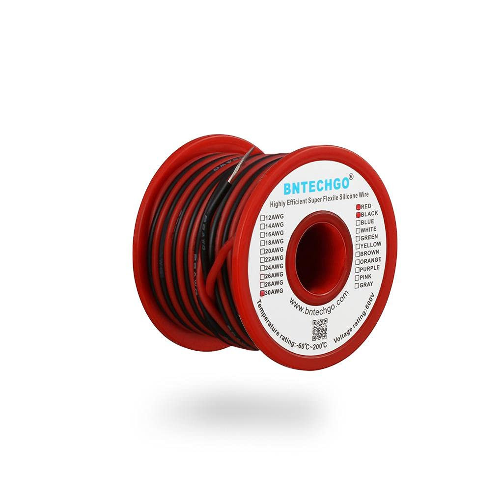 30 Gauge Silicone Wire Spool Red and Black Each 25ft 2 Separate Wires Flexible 3