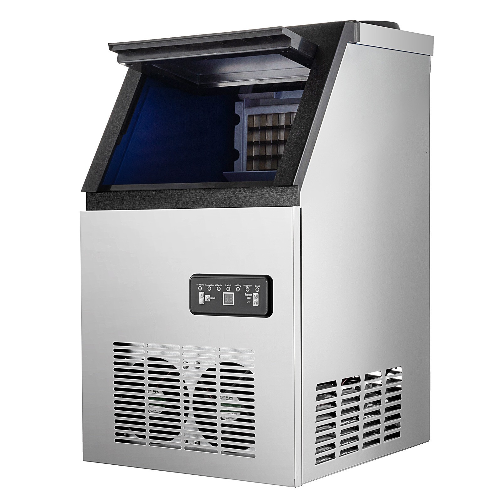 90lb Built-in Commercial Ice Maker Stainless Steel Ice Cube Machine Freestanding
