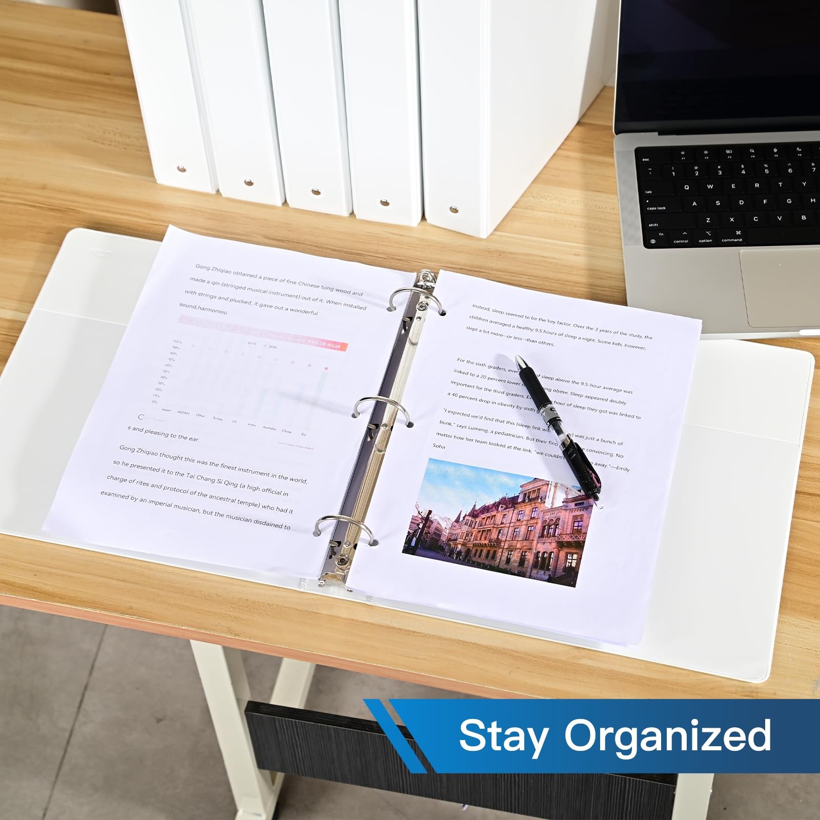 6 PCS White 1.5Inch 3 Ring Binder 2 Pocket Holds 325 Sheet 8.5×11″ Letter