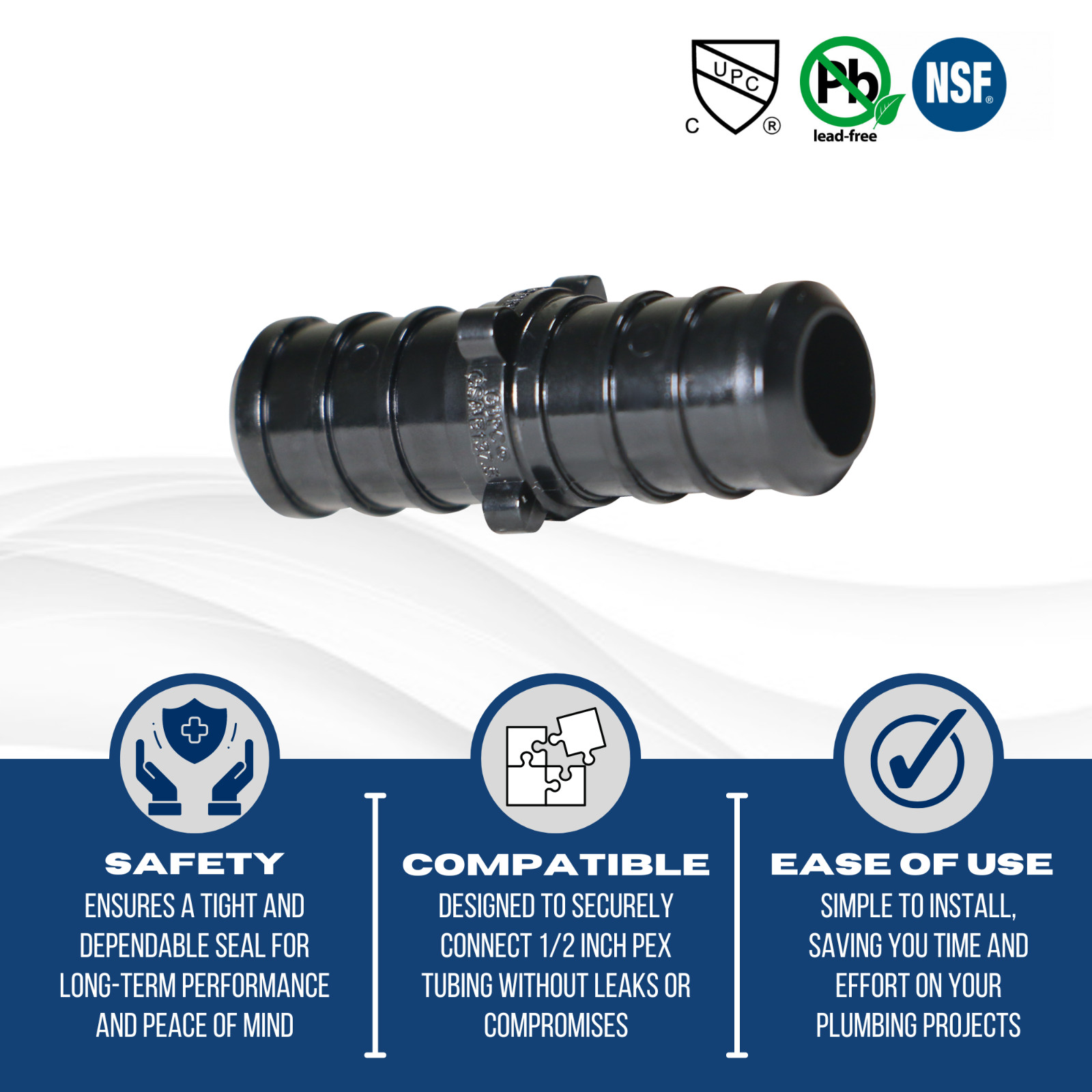 25 Pack XFITTING 1/2″ PEX-B Coupling, Poly Alloy, NSF CUPC, Lead Free
