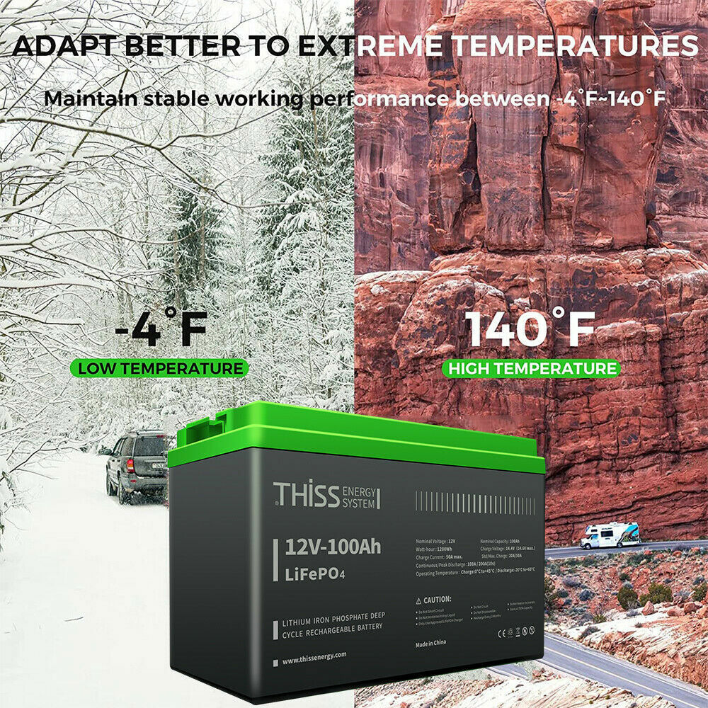 LiFePO4 12V 100AH Deep Cycle Lithium Iron Battery for RV Off Grid Solar Battery