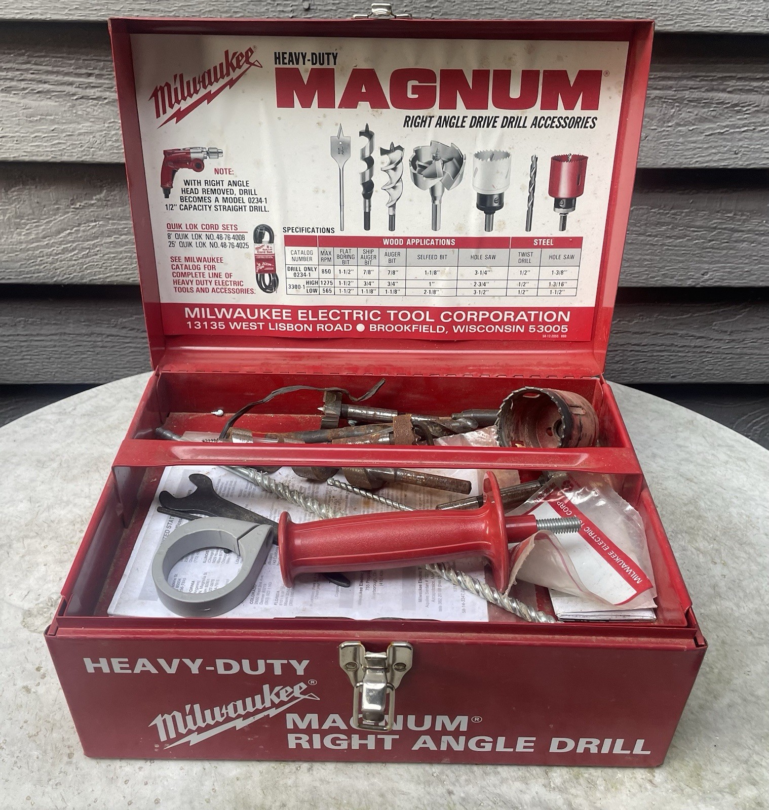 Vintage Milwaukee Tools Heavy-Duty 1/2″ Right Angle Drill ( Metal Box Only )