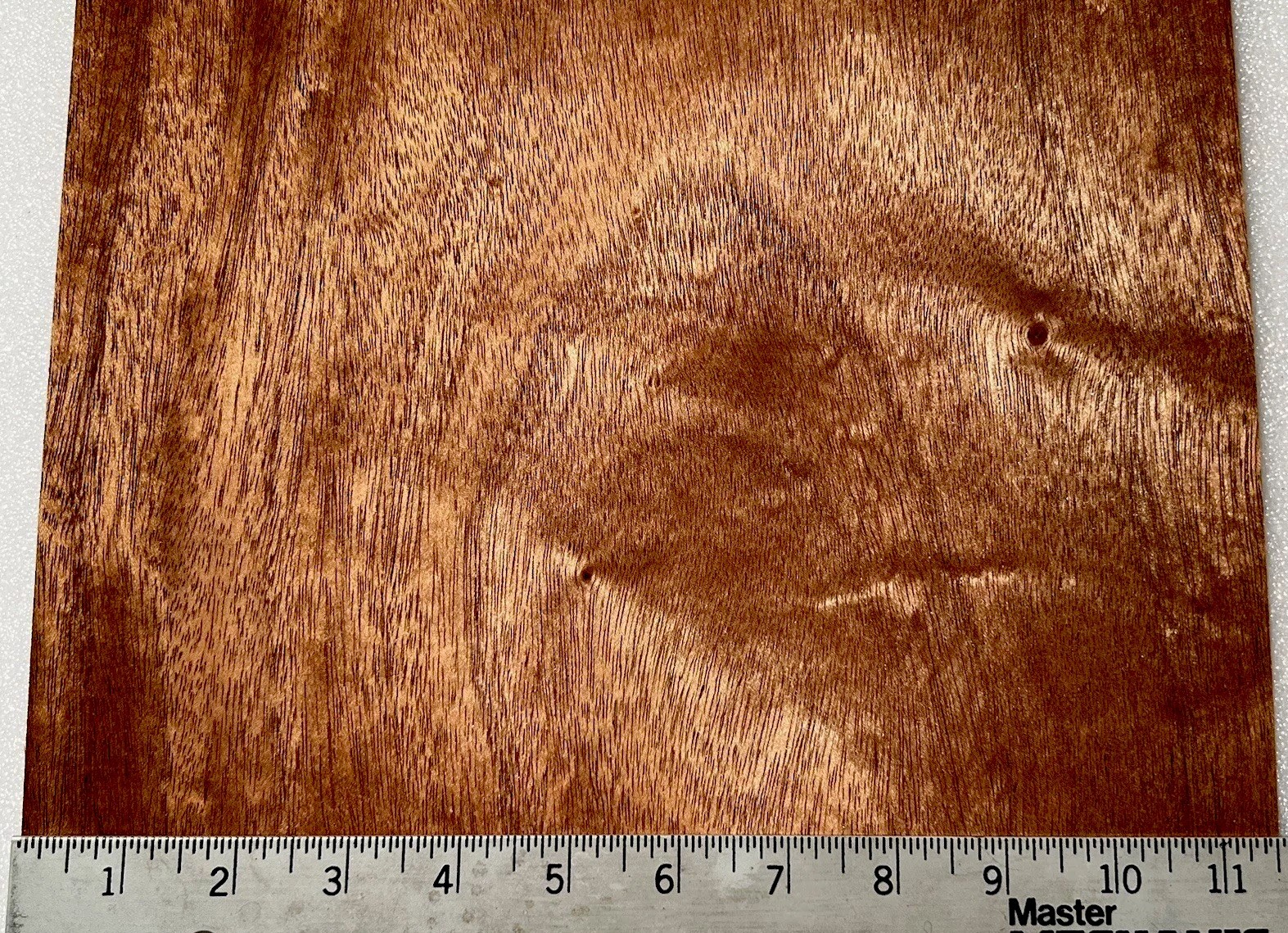 Figured Mahogany Wood Veneer, 19.5” L x 11.5” W, Raw Unbacked ,1/42” Thickness