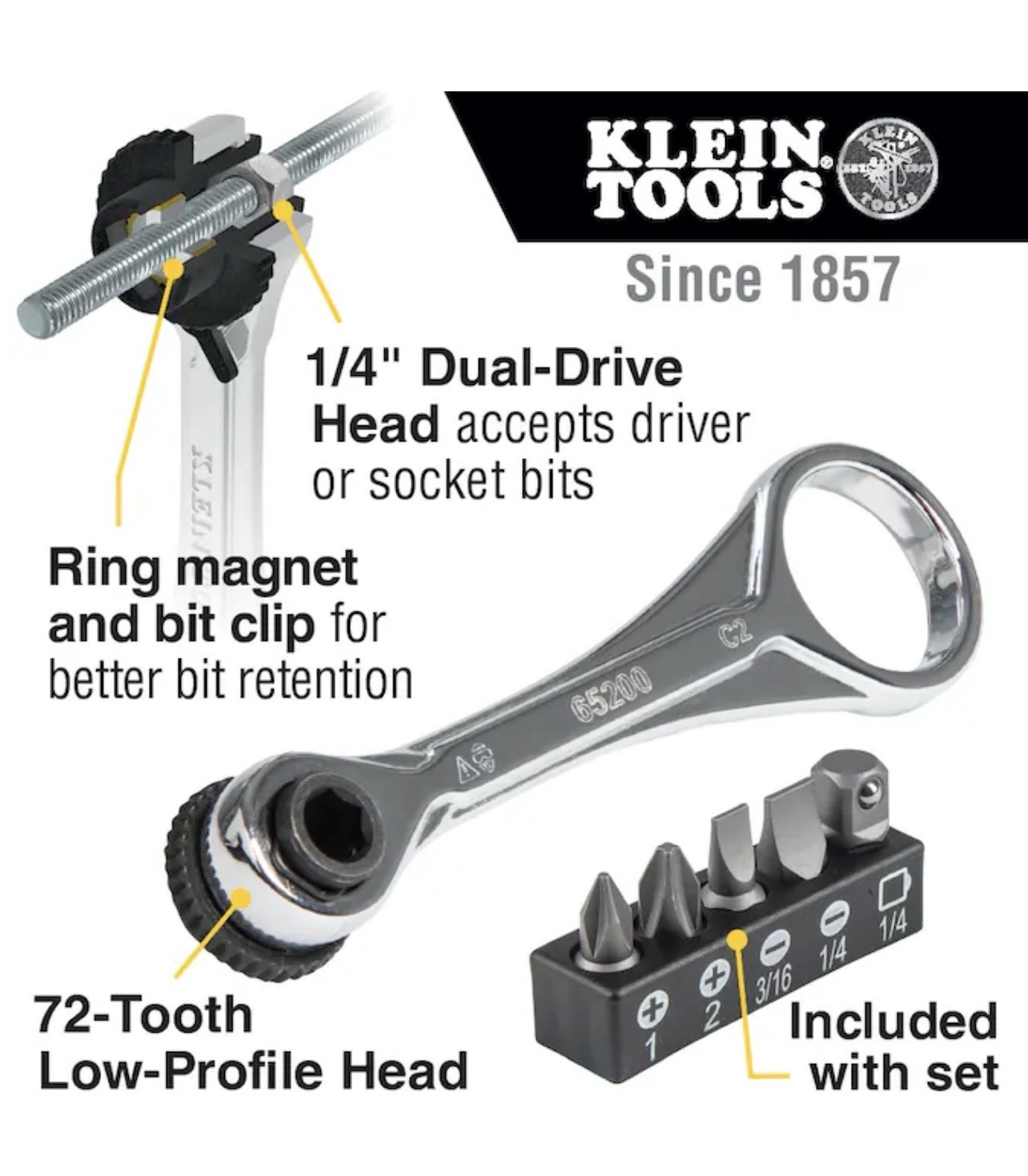 Klein Tools 65200 Ratchet Set, 5-Piece Mini Set Multi