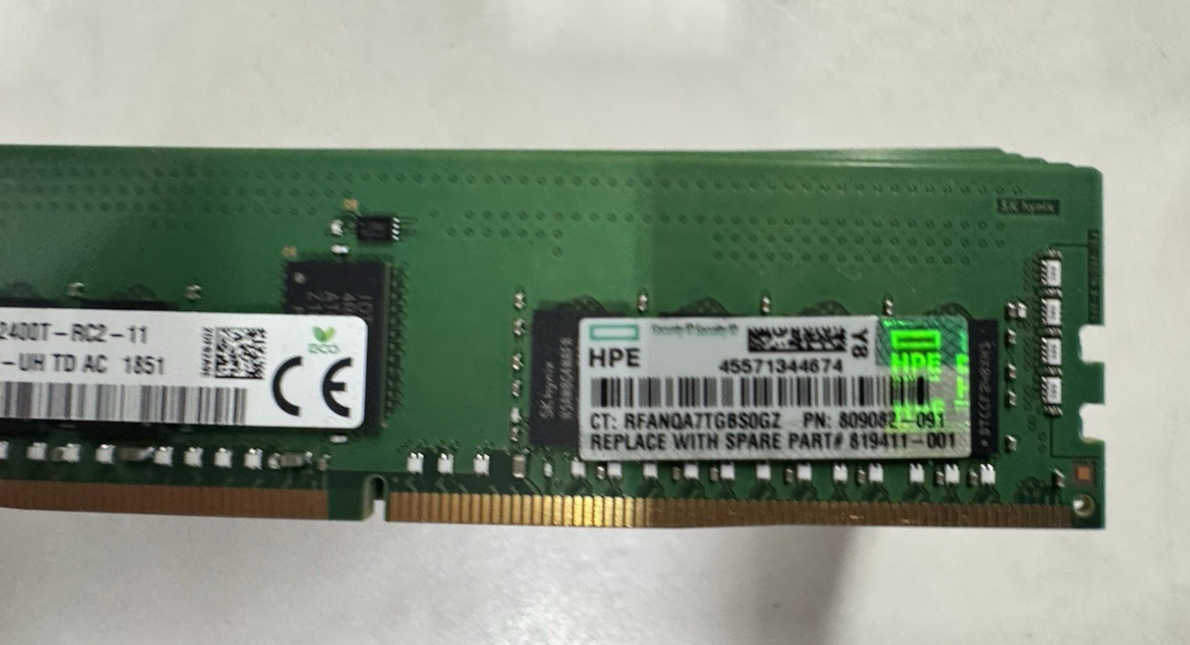 Lot of 12 SK Hynix 16GB 1Rx4 PC4-2400T HMA82GR7AFR4N-UH ServerRAM HPE 809082-091