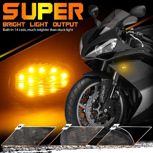 Flush Mount Motorcycle Turn Signals Smoked Lens LED Blinkers Color: For Yamaha