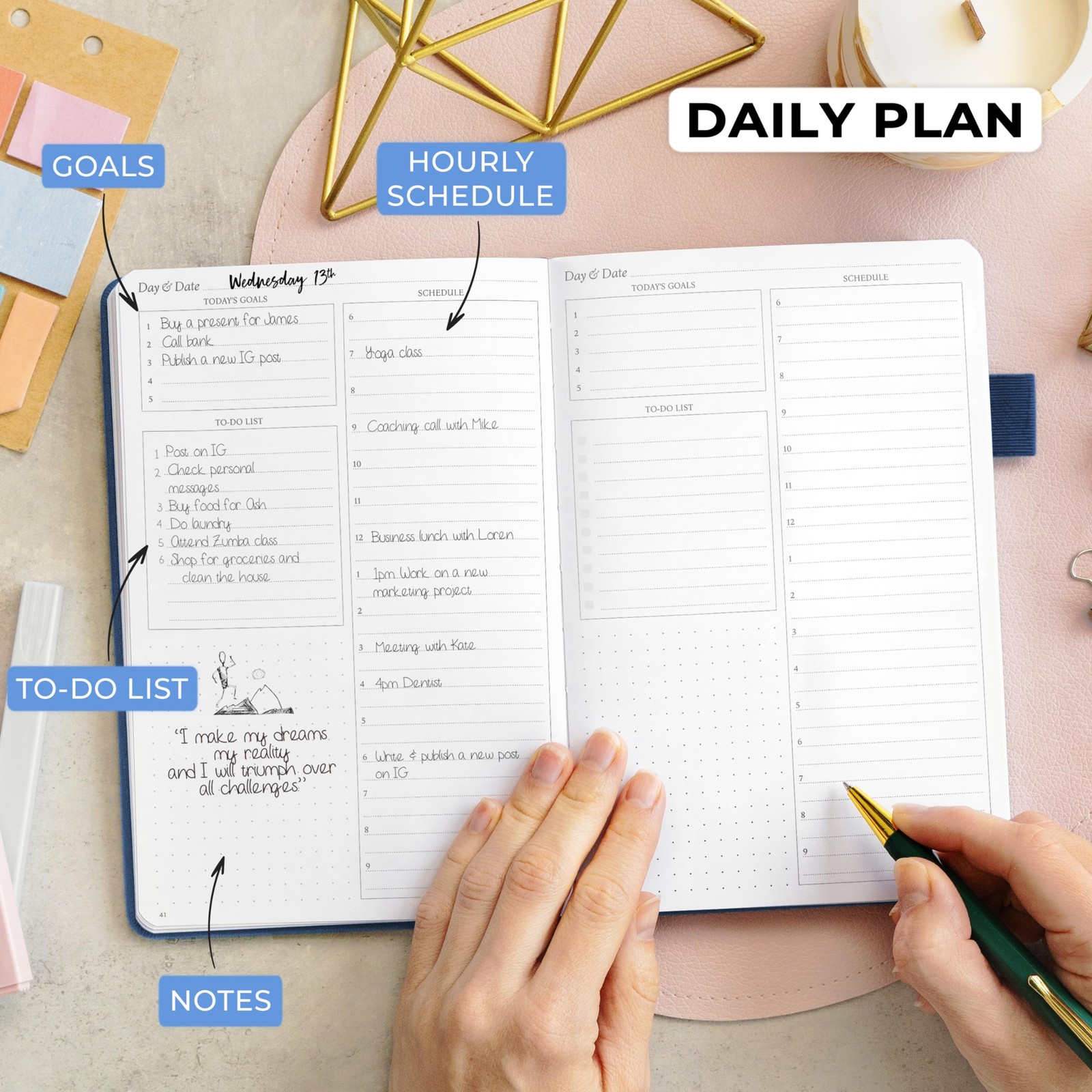 Daily for 3 Months – Undated Monthly Weekly & Daily Planner to Hit Goals. Org…