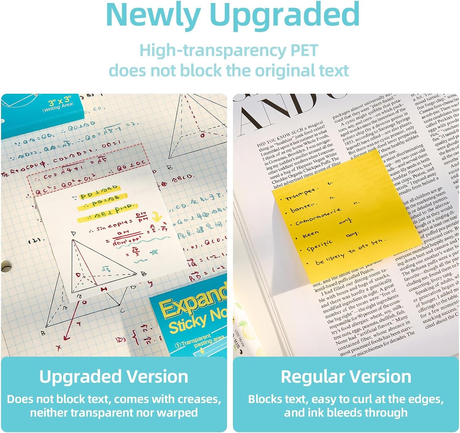 Expandable Sticky Notes, 4 Pack 3×3 Inch White Self-Stick Pads | 40 sheets per