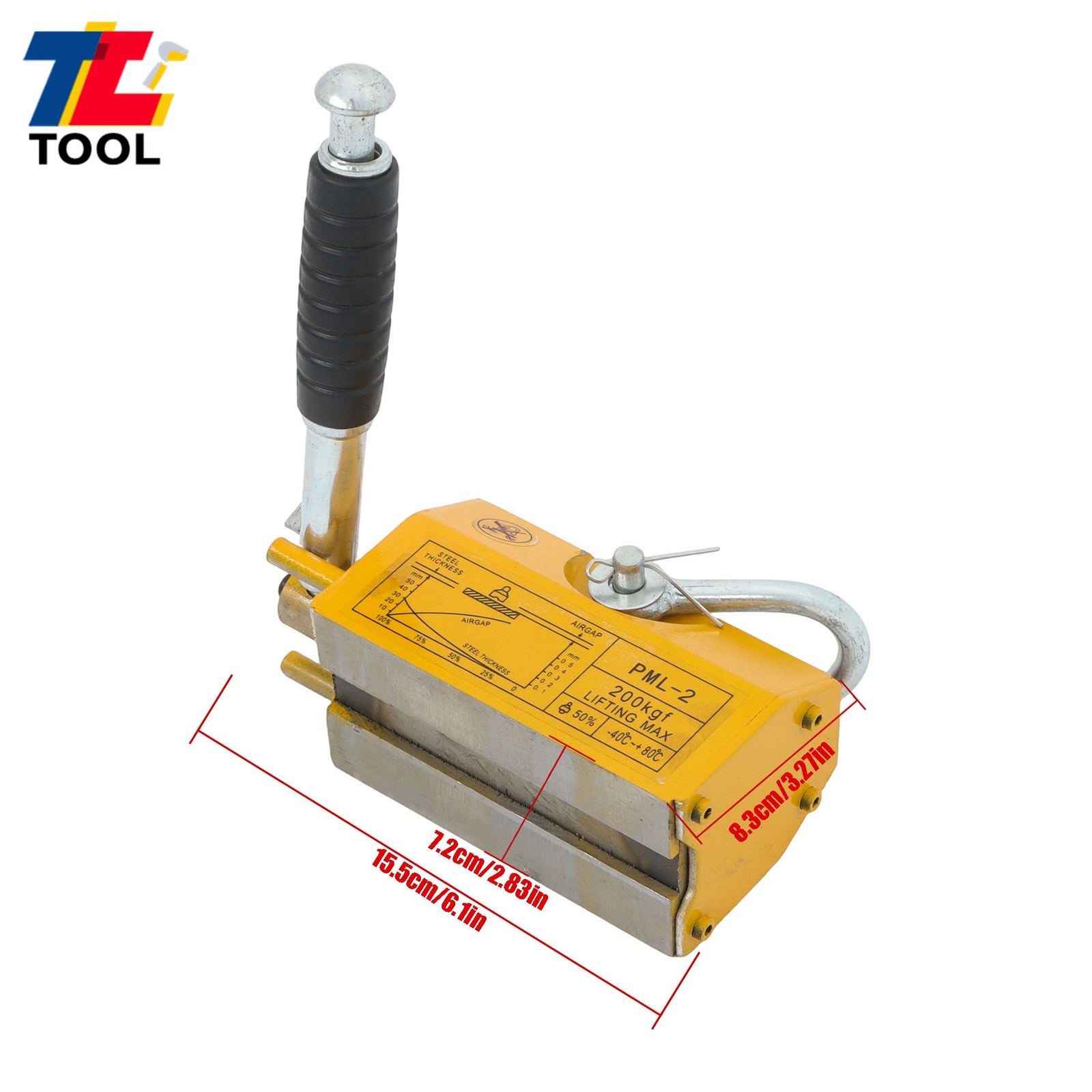 440lbs/200kg Permanent Magnetic Lifter Yellow 2.5 Safety Factor Neodymium Hoist