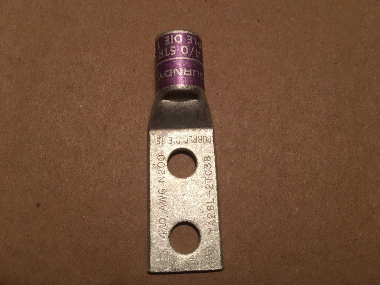 1PC. BURNDY YA28L-2TC38 N200 4/0 STR CU PURPLE DIE 15
