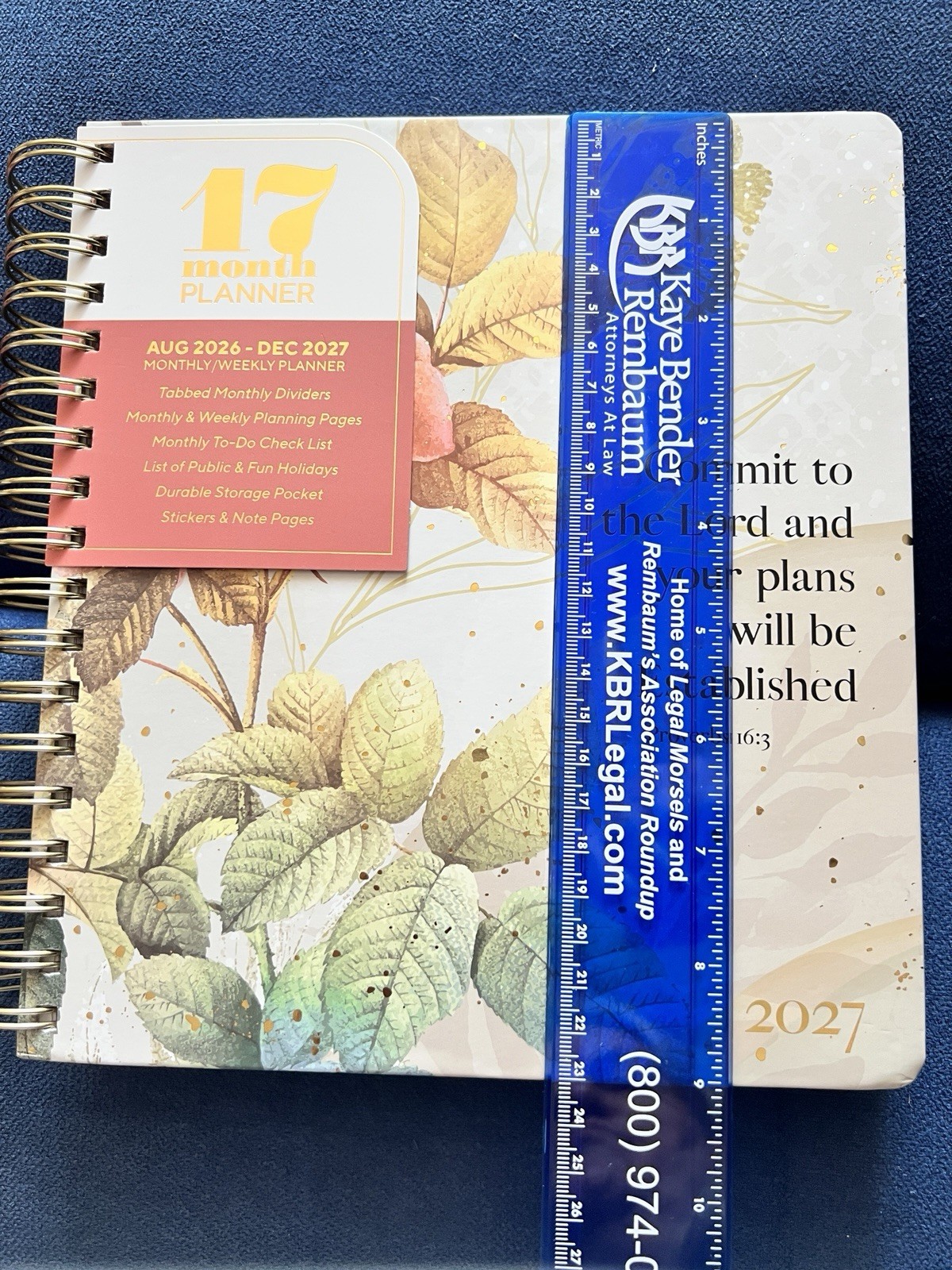 17 Month 2026-2027 Planner Scripture Weekly Planning Rose Flower Proverbs 16:3