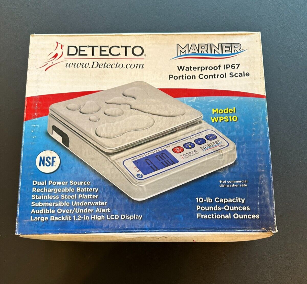 Detecto WPS10 Mariner Submersible Scale-10 lb/160 oz/5000 g UPC 809161190304