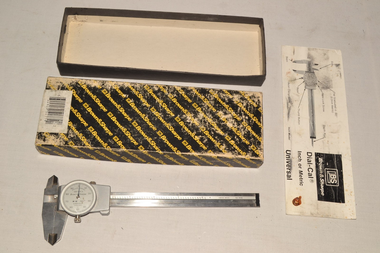 Brown & Sharpe 599-579-4 Dial-Cal Swiss Mechanical Machinist Calipers Inch w/BOX