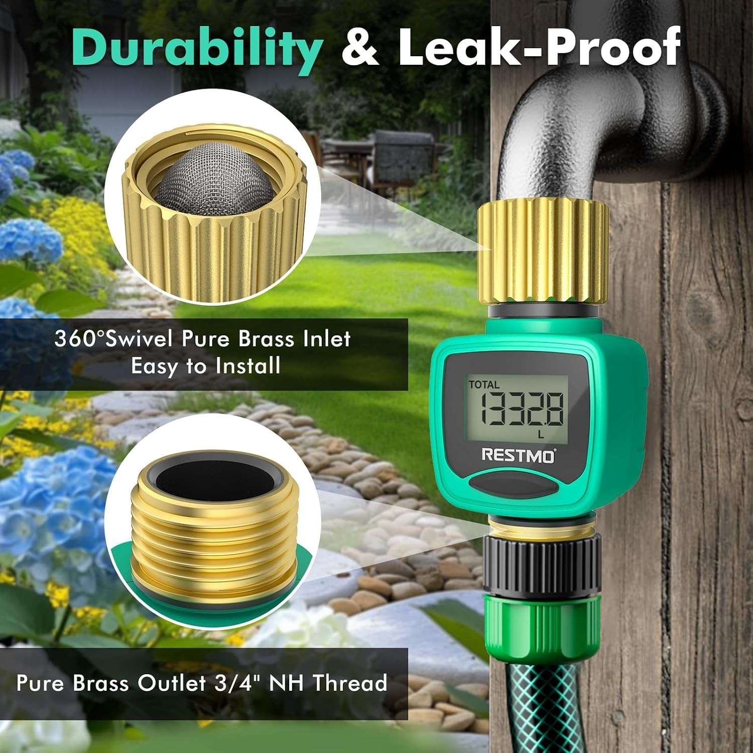 Weatherproof Garden Hose Meter