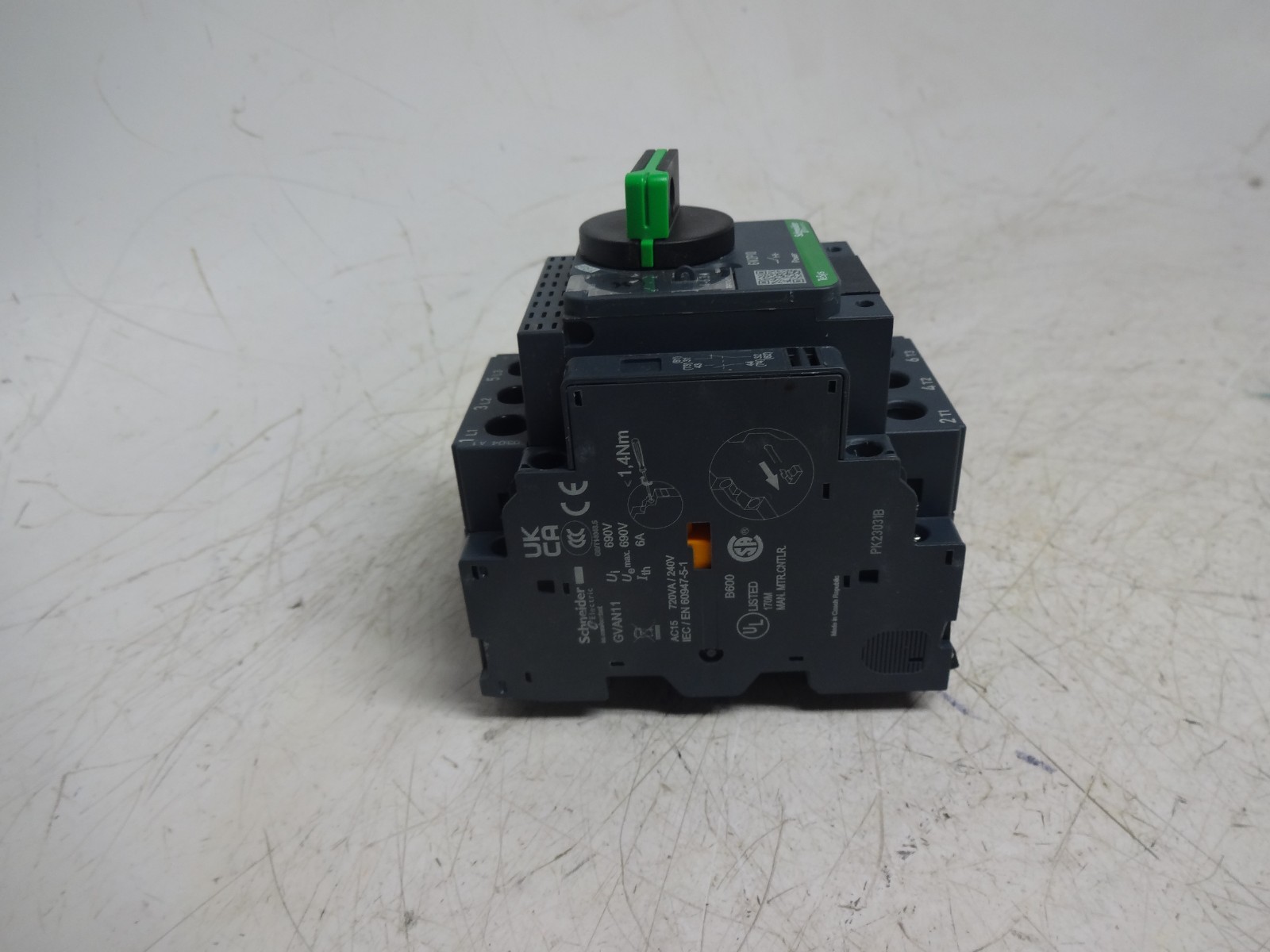 Schneider Electric GV2P10 4-6.3A Circuit Breaker / GVAN11 Auxiliary Contact