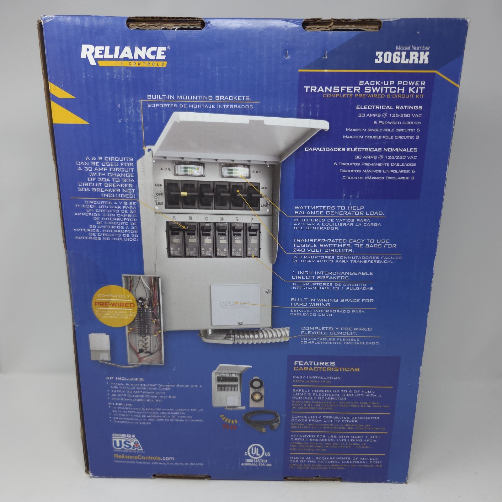 Reliance Controls 30-Amp ProTran 2 Manual Transfer Switch 8000 Watt Model 306LRK