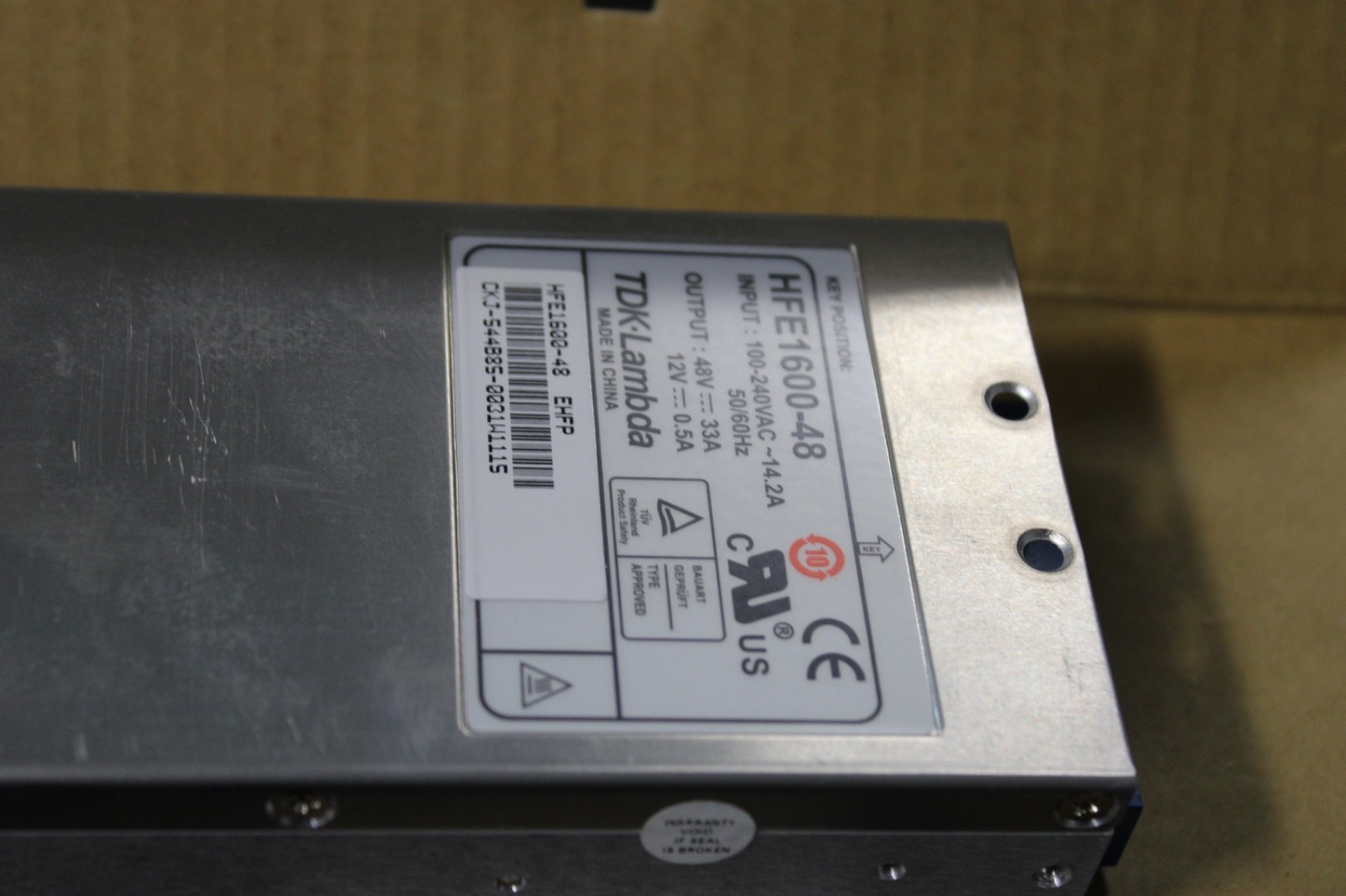 TDK Lambda HFE1600-48, 100-240VAC Input 48V 33A, 12V 0.5A DC Output Power Supply