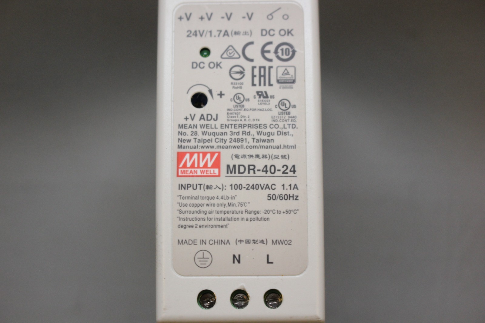 MEAN WELL POWER SUPPLY MDR-40-24