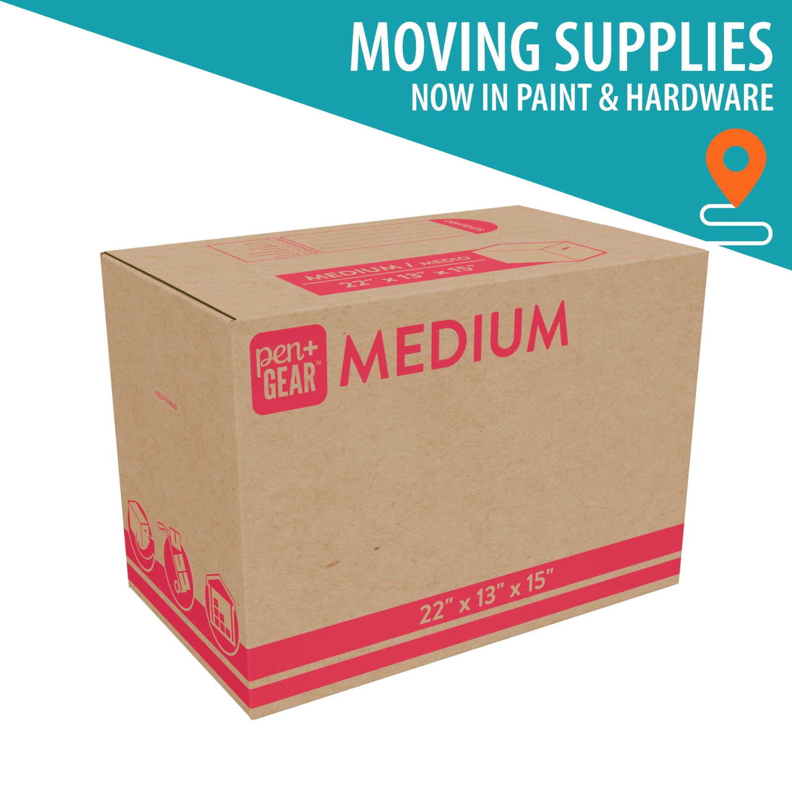 (10 pack) Medium Moving Boxes, 22 in. L x 13 in. W x 15 in. H, Kraft